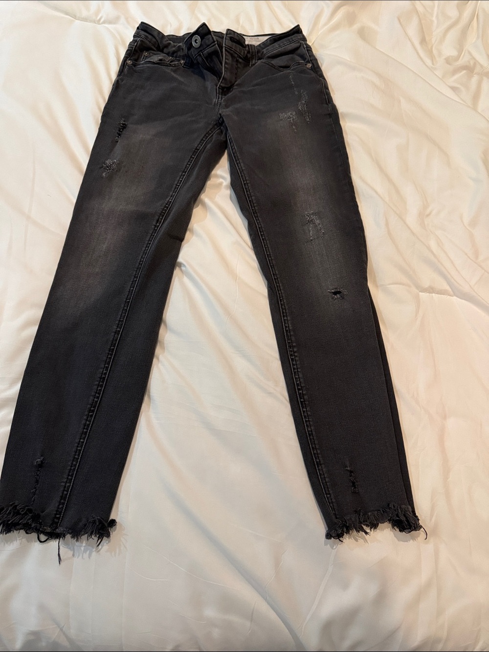 pistola Black Skinny Jeans with Frayed Hem